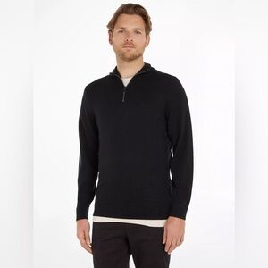 Calvin Klein Men's Black Quarter Zip-Up Sweater